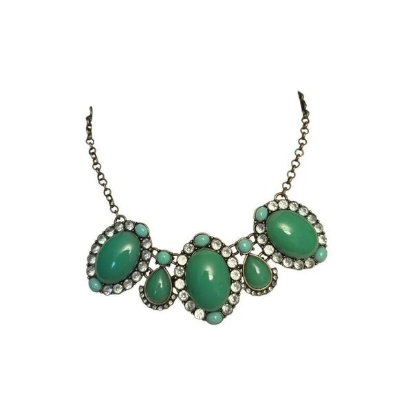 J.Crew Jewelry - J. Crew green with crystal statement necklace